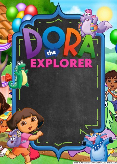 FREE Editable Dora the Explorer Birthday Invitations Check more at https://www.fridf.com/free-editable-dora-the-explorer-birthday-invitations/ Dora The Explorer, Birthday Invitations, Birthday, Canvas