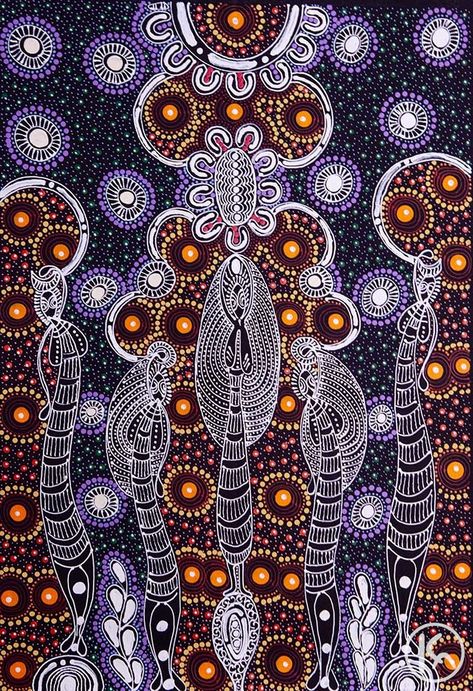 Dreamtime Sisters by Colleen Wallace Nungari from Utopia, Central Australia created a 50 x 50 cm Acrylic on Canvas painting SOLD at the Aboriginal Art Store Aboriginal Dreamtime Art, Australian Aboriginal Art, Aboriginal Art Australian, Aboriginal Dreamtime, Aboriginal Symbols, Aboriginal Art Dot Painting, Aboriginal Dot Art, Indigenous Australian Art, Aboriginal Culture