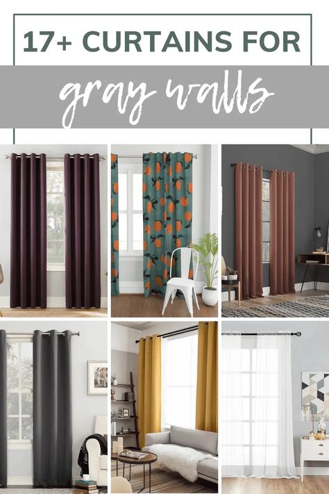 Gray Wall Curtains Ideas, Curtains That Go With Gray Walls Living Room, Gray Walls White Curtains, Curtains That Go With Grey Carpet, Curtains On Grey Walls Living Rooms, Curtain Colours For Grey Walls, Light Gray Curtains Living Room, Curtain Ideas For Grey Living Room, Curtains In Grey Bedroom