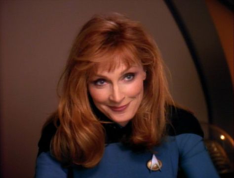 Gates McFadden as Dr. Beverly Crusher on "Star Trek: The Next Generation." Gates Mcfadden, Beverly Crusher, Deanna Troi, Jonathan Frakes, Star Trek Generations, Marina Sirtis, Sci Fi Tv Series, Doctor Who Companions, Captain Picard