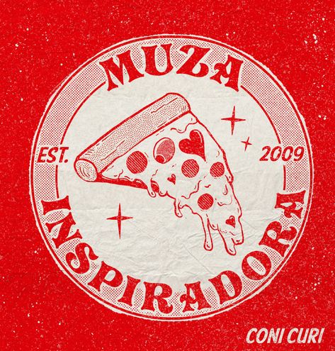 Pizza lover illustration @conicuri Pizza Colour Palette, Vintage Pizza Illustration, Pizza Place Logo, Retro Pizza Poster, Pizza Slice Illustration, Pizza Art Illustration, Pizza Packaging Design, Retro Pizza, Pizza Illustration