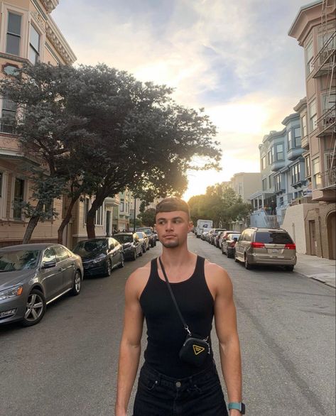 Black Tank Top Outfit Men Streetwear, Tank Top Outfits Men Aesthetic, Black Tank Top Outfit Aesthetic, Black Tank Top Outfit Men, Men Tank Top Outfit, The Weeknd Concert Outfit, Mens Ootd, Black Tank Tops Outfit, Aesthetic Clothes Men