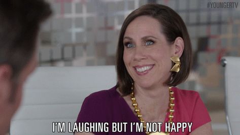 New party member! Tags: tv land younger unhappy youngertv not happy miriam shor diana trout im laughing but im not happy Younger Tv Series, Miriam Shor, Hiking Gif, Hard To Say Goodbye, Tv Funny, Happy November, Kristin Chenoweth, Burning Questions, Tv Land