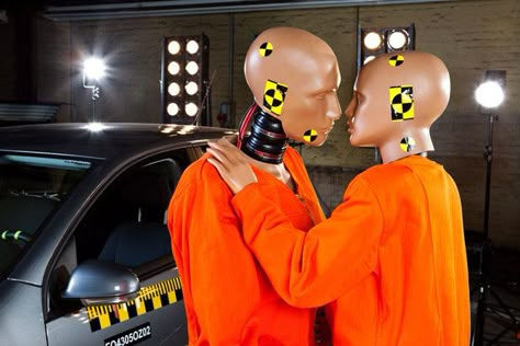 Two crash test dummies in a forbidden romance: | 50 Completely Unexplainable Stock Photos No One Will Ever Use Crash Test Dummies, Crash Test, You Dont Care, Crash Course, When You Know, Bones Funny, Make Me Smile, I Laughed, Funny Pictures