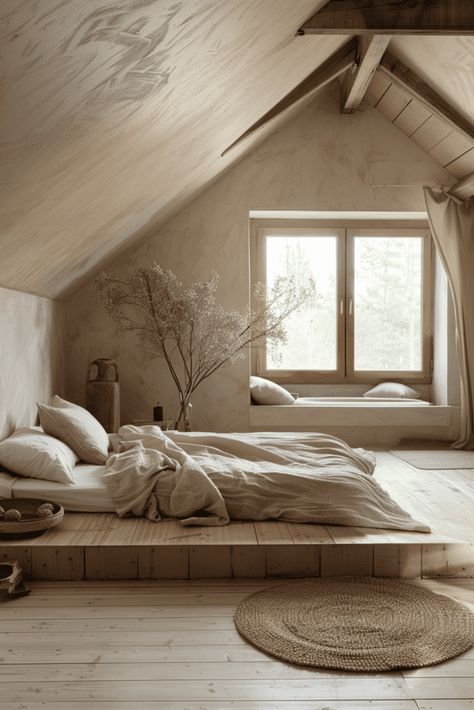 29 Attic Bedroom Ideas: Transform Your Space into a Cozy RETREAT Attic Spaces Low Ceiling, Slanted Ceiling Bedroom Ideas Decor, Whimsical Attic, Cool Attic Rooms, Primary Aesthetic, Attic Studio Apartment, Low Ceiling Attic Bedroom, Small Attic Bedroom Ideas, Hotel Interior Bedroom