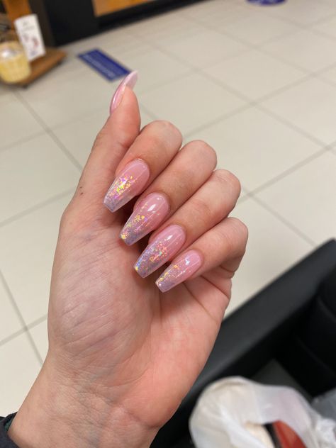 lovely fairy dust ombré acrylic nails by @nhunailsandbrows Pixie Dust Nails, Fairy Dust Nails, Ombré Acrylic Nails, Dust Nails, Ombré Acrylic, Ombre Acrylic Nails, Prom Nails, Fairy Dust, Pixie Dust