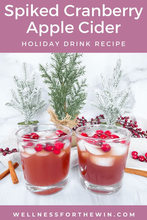 This Spiked Cranberry Apple Cider is the perfect combination of festive flavors to enjoy this holiday season. Cheers! Cranberry Cider Cocktail, Cranberry Apple Drinks Alcohol, Apple Drinks Alcohol, Christmas Apple Cider, Hot Apple Cider Cocktail, Cranberry Apple Cider, Apple Crisp No Oats, Christmas Cider, Spiked Cider