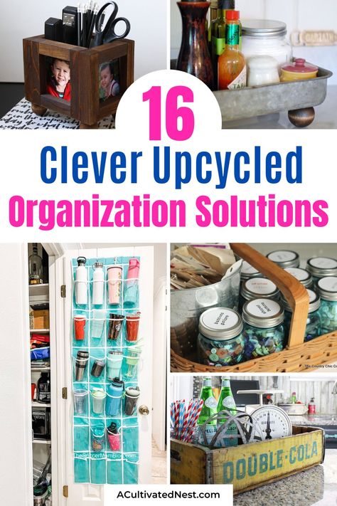 16 Clever Upcycled Organization Solutions- Get inspired to organize on a budget! Dive into ingenious upcycled organization solutions for your clutter. Turn old items into functional storage gems and give your space a fresh, frugal makeover! | #Upcycling #OrganizingHacks #organization #diyProjects #ACultivatedNest Creative Upcycling Ideas, Magazine Organization Ideas, Vintage Organization, Upcycled Organization, Wrapping Paper Organization, Creative Upcycling, Washi Tape Storage, Diy Cork Board, Upcycle Dresser