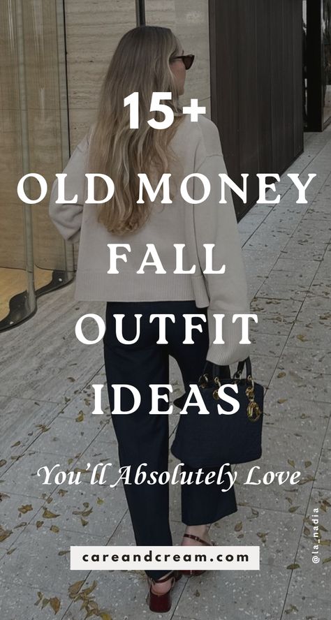 Elevate your fall style with this old money fall capsule wardrobe post. It offers 15 chic outfit ideas that encapsulate the old money fall fashion aesthetic. Discover fall wardrobe essentials that blend timeless elegance with the latest fall style. Go from casual to classy using this old money fall wardrobe guide. Plus: old money fall outfits, autumn outfits. Mom Aesthetic Outfit, Dress Old Money, Classic Fall Style, 15 Outfits, Classy Fall Outfits, Jacket Outfit Women, Stylish Outfits For Women Over 50, Capsule Wardrobe Essentials, Classy Winter Outfits