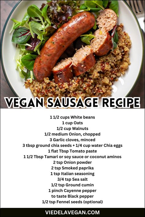 Vegan Sausage Recipe Diy Vegan Sausage, Plant Based Sausage Recipe, Vegan Ingredients List, Homemade Vegan Sausage, Vegan Sausage Patties, Vegan Lunch Meat Recipes, Vegan Brazilian Food, Plant Based Meat Recipes, Vegan International Recipes