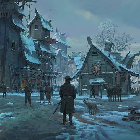 Arte Viking, Icewind Dale, Art Viking, Viking Village, Fantasy Village, Fantasy Town, Fantasy City, Fantasy Setting, Fantasy Places