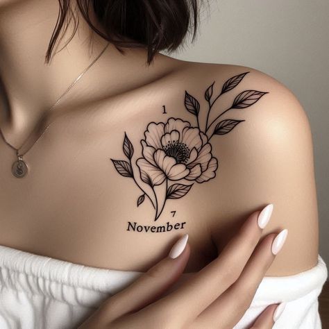 15 November Birth Flower Tattoos to Celebrate a Special Month November Tattoo Flower, November Flower Tattoo Birth Month, November Symbols, Oleander Flower Tattoo, November Birth Flower Tattoo Chrysanthemums, November Tattoo Ideas, November Flower Tattoo, November Birth Flower Tattoo, Bee And Flower Tattoo