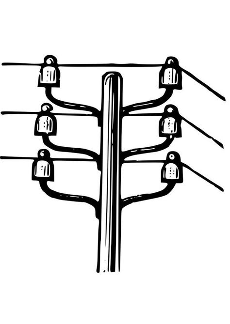 Dibujo para colorear poste eléctrico Electrical Safety, Bing Images, Hair Accessories, Electricity, Clip Art, Ceiling Lights, Art