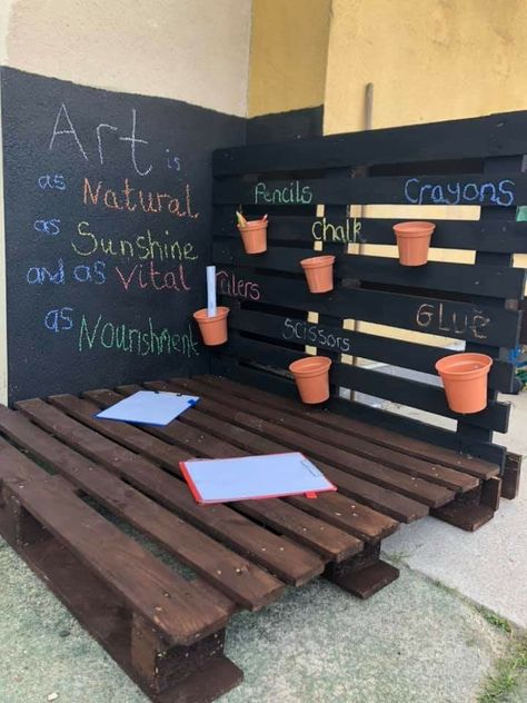 Geometry Project, Geometry Projects, Writing Area, Outdoor Classroom, Work Station, Outdoor Learning, Study Space, Pallet Ideas, Preschool Ideas