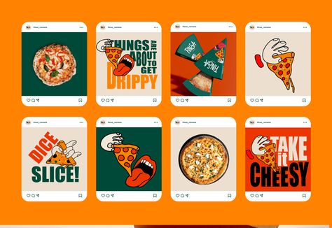 Pinsa Romana Re-Branding :: Behance Posters Conception Graphique, Pizza Branding, Instagram Branding Design, Restaurant Social Media, Branding Behance, Social Media Branding Design, Pizza Design, Food Graphic Design, Pizza Restaurant