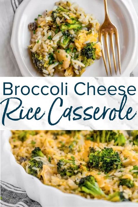 Broccoli Cheese Rice Casserole is a classic side dish. Creamy and cheesy, this green rice casserole recipe can be made ahead of time. This casserole is great for Thanksgiving! #sidedish #casserole #greenricecasserole #rice #broccolicasserole Green Rice Casserole, Green Rice Recipe With Broccoli, Green Rice Recipe, Broccoli Cheese Rice Casserole, Broccoli Cheese Rice, Cheese Rice, Broccoli Cheese Casserole, Green Rice, Broccoli Rice Casserole