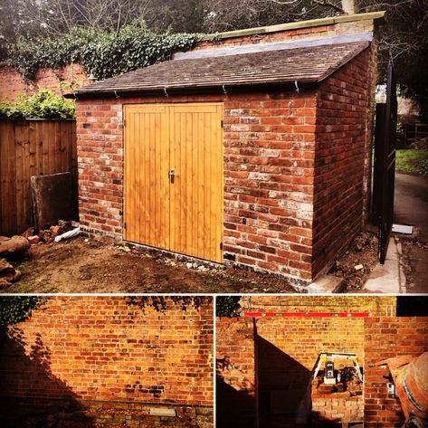 Brick Bike Shed, Brick Outbuilding Ideas, Brick Garden Shed, Brick Shed Ideas, Garden Cupboard, Small Garden Storage, Gym Building, Timber Garden Sheds, Brick Shed