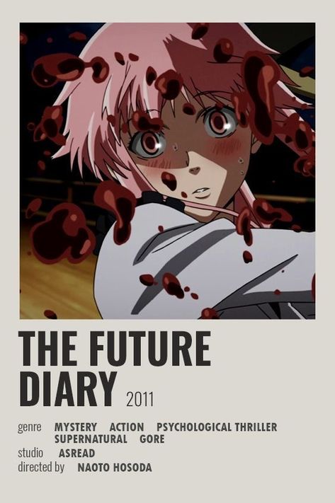 Anime Cards Aesthetic, The Future Diary, Relatable Illustrations, Life With A Newborn, Mirai Nikki Future Diary, Minimalist Anime, Gasai Yuno, Future Diary, Anime List