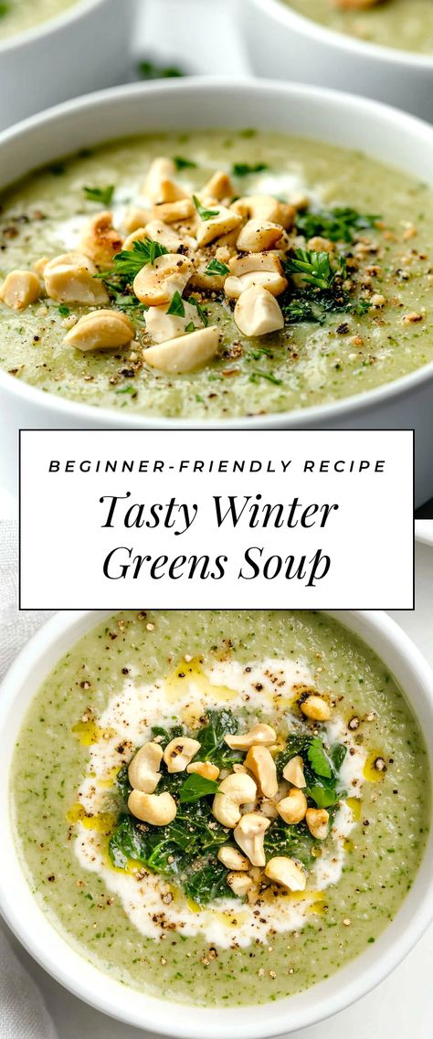 Image for Tasty Winter Greens Soup January Healthy Recipes, Clean And Healthy Recipes, Healthy Reset Meals, December Soup Recipes, January Meals Clean Eating, Upset Stomach Soup, Cozy Soup Aesthetic, Vegetarian Recipes Winter, Grainless Meals