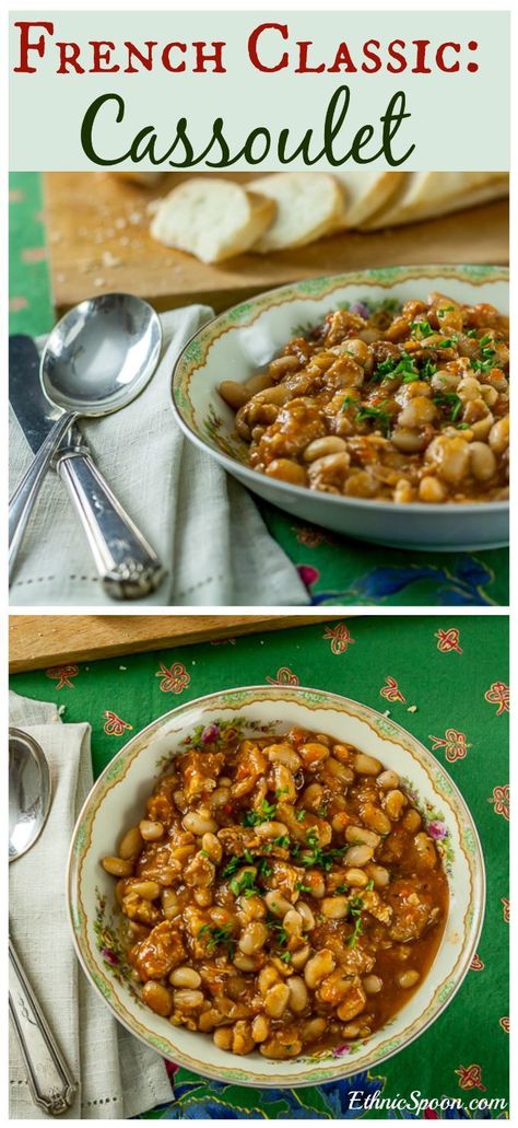 Cassoulet Recipe French, Cassolette Recipe, White Bean Cassoulet, French Stew, Soak Beans, French Recipes Authentic, French Foods, Rustic Chicken, Sausage Stew