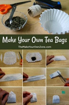 How To Make Your Own Tea Bags - Easy tutorial using coffee filters and loose tea. Perfect as homemade gifts too! Make Your Own Tea, Diy Tea Bags, Lilin Aroma, Kebun Herbal, Books And Tea, Resep Juice, Homemade Tea, Make Tea, Herbal Teas Recipes