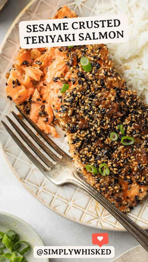 Salmon Sesame Seeds, Sesame Crusted Salmon, Seafood Sides, Lent Ideas, Sesame Salmon, Fillet Recipes, Salmon Fillet Recipes, Oven Salmon, Salmon Teriyaki Recipe