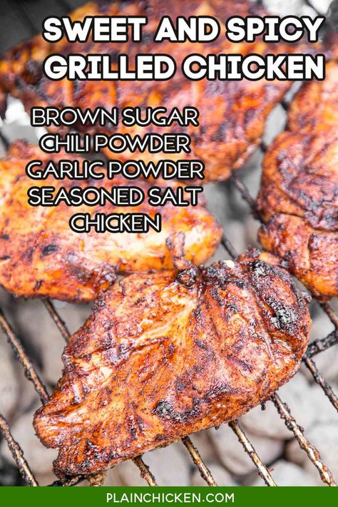 Grilled Chicken Seasoning Recipes Simple, Salt Free Dry Rub For Chicken, Sweet And Spicy Dry Rub Chicken Wings, Spices For Grilled Chicken, Spicy Chicken Rub Recipes, Chicken Thigh Rub Spices, Grilled Chicken Rubs Dry, Sweet Chicken Marinade For The Grill, Marinated Chicken For Grilling