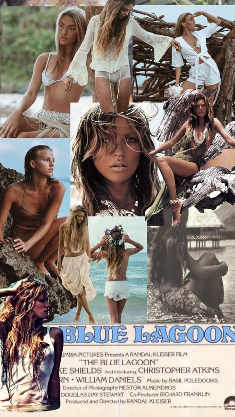 The Blue Lagoon photoshoot moodboard #moodboard #bluelagoon #islandlife www.Melissawilsonphotographer.com Blue Lagoon Photoshoot, Blue Lagoon Outfit, Lagoon Photoshoot, Blue Lagoon Aesthetic, Blue Lagoon Movie, William Daniels, Photoshoot Moodboard, The Blue Lagoon, Movies Outfit