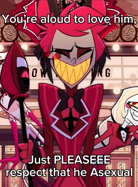 My ace ass will protect his ass ace 😈 I literally love him with every fiber of my being, and I still respect that he is ace, you should too. | #hazbinhotelalastor #hazbinhotel #alastor Boss Wallpaper, Hotel Trivago, Monster Hotel, Alastor Hazbin Hotel, Dessin Adorable, Hotel Art, Cool Animations, Lego Ninjago, Hazbin Hotel