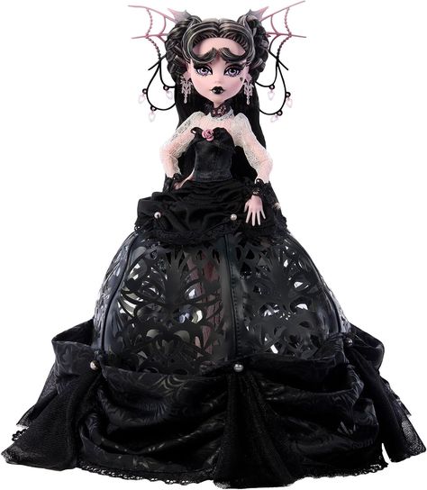 Gothic Ballgown, Draculaura Doll, Gothic Gowns, Cage Skirt, Monster High Draculaura, Headpiece Accessories, Satin Bustier, Dark Fairytale, Personajes Monster High