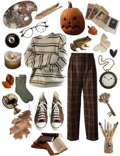 Autumn Acedamia Outfits, October Clothes Outfit, Fall Core Outfit, Fall Halloween Aesthetic Outfits, Autumn Vibes Outfit, Mauraders Outfits, Autumncore Outfit, October Outfits Casual, October Outfits Fall