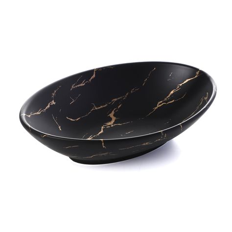 PRICES MAY VARY. 🍲 Exquisite Craftsmanship: Crafted from porcelain clay and fired at high temperatures, this stunning fruit bowl serves both as kitchen decor and a versatile serving dish, perfect for presenting a variety of foods or as a stylish centerpiece. 🌟 Luxurious Marbled Finish: With its marbled black and gold finish, this 25 cm diameter, 9 cm high porcelain bowl exudes sophistication. Its 800 ml capacity ensures it's not just decorative but practical, adding elegance to any room. 🧼 Ea Gold And Black Kitchen Decor, Black And Gold Kitchen Decor, Black Kitchen Decor, Porcelain Decor, Gold Kitchen, Porcelain Clay, Porcelain Bowl, Black Kitchens, Fruit Bowl