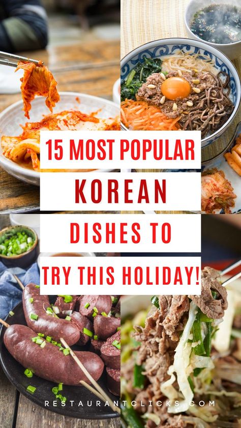 Over the past ten years, Korean cuisine has gained popularity thanks to the influence of social media. If you're one of those people who hasn't had the opportunity to experience Korean food but is intrigued, visit your local Korean restaurant and try their food. Here are the top 15 Korean dishes you must eat this holiday season. Korean Holiday Food, Korean Christmas Food, Popular Korean Food, Korean Christmas, Healthy Food Ideas, Lunch Healthy, Korean Side Dishes, Food Types, Korean Recipes