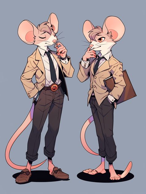 Mouse Character Design Concept Art, Rat Human Drawing, Anthro Mouse Character Design, Mouse Fursona Art, Anthropormophic Character Design, Cute Bear Character Design, Rat Oc Art, Fantasy Mouse Art, Eccentric Character Design