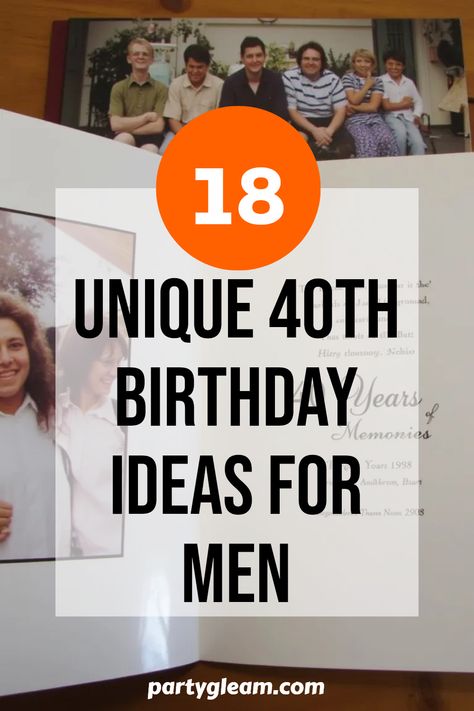 Are you searching for 40th birthday ideas for men or the perfect celebration for your husband? Look no further! We've compiled a list of 18 unforgettable suggestions to make this milestone truly extraordinary. Whether you’re tossing a party, planning a getaway, or gifting something personal, you'll find creative options here. From adventurous activities to sentimental gifts like a personalized photo book, each idea ensures a celebration that he won’t forget. Let’s create meaningful memories together at this momentous age! 40th Bday Party Ideas For Men, 40th Birthday Scavenger Hunt For Husband, His 40th Birthday Ideas, 40th Birthday Cards For Men Turning 40, 40th Birthday Ideas For Men Surprise, 40 Gifts For 40th Birthday Men, Husband 40th Birthday Ideas, 40th Gift Ideas, 40th Birthday Ideas For Men Husband