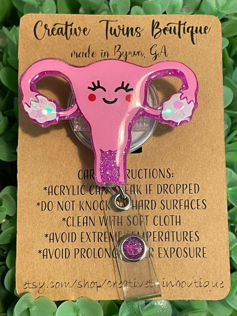 Uterus Badge Reel, Engraving Ideas, Vision Board Goals, Scrub Life, Resin Ideas, Nurse Badge Reel, Nurse Badge, Retractable Badge Reel, Mexican Style