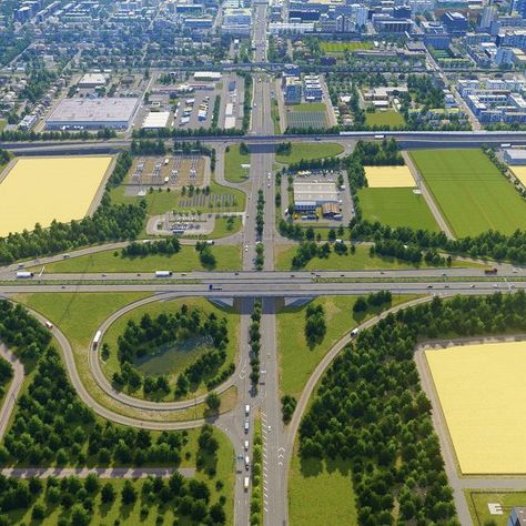 Cities Skylines City Entrance, City Skylines Road Layout Ideas, City Layout Minecraft, Cities Skylines Ideas, City Planning Design Layout, Cities Skylines Road Layout, Cities Skylines Layout Ideas, Cartography Illustration, Minecraft Modern City