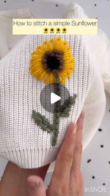 Embroidery Jumper Diy, Hand Embroidery Crewneck, Embroidered Jumper Diy, Embroidery On Clothes Diy, Embroidery Sweater Diy, Sunflower Embroidery Pattern, Sunflower Tutorial, Hand Embroidery Letters, Personalised Jumpers