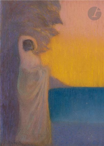 Artwork by Alphonse Osbert, Young woman at the edge of a lake, Made of pastel Alphonse Osbert Art, Alphonse Osbert, Sun Symbolism, Ethereal Background, Poetic Paintings, Henri Fantin Latour, Artist Study, Ernst Ludwig Kirchner, Edouard Vuillard