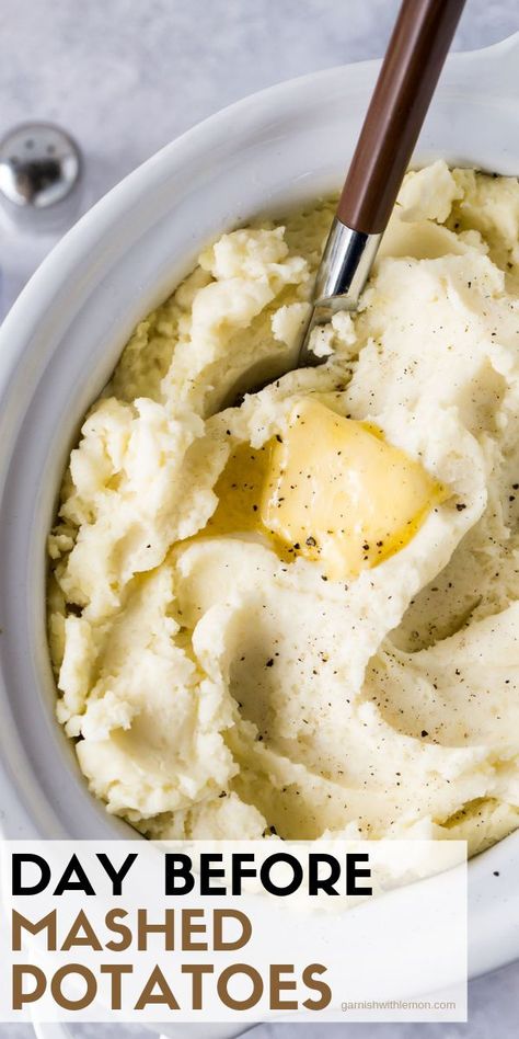 Free up your oven space and reheat these Day Before Mashed Potatoes in your slow cooker! #slowcooker #crockpot #holidays #potatoes #mashed #makeahead Overnight Mashed Potatoes, Day Before Mashed Potatoes, Reheat Mashed Potatoes, Rosemary Mashed Potatoes, Dairy Free Mashed Potatoes, Potatoes Mashed, Make Ahead Mashed Potatoes, Crockpot Mashed Potatoes, Crock Pot Potatoes