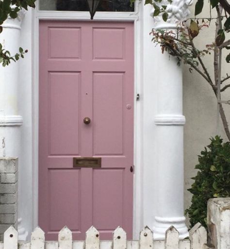 Cinder Rose door of The Magpie and the Wardrobe Cinder Rose Front Door, Nail Desk Ideas, Cinder Rose Farrow And Ball, Rose Front Door, Cinder Rose, Pink Doors, Entryway Inspo, Violet Room, Pink Front Door