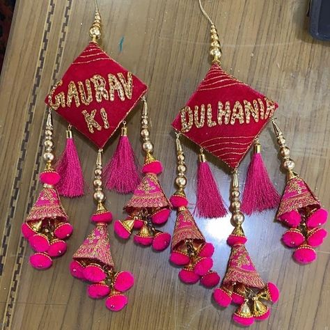 Bridal Blouse Latkan Designs, Latkans For Lehenga Handmade, Tassles Design, Latkan Ideas, Bridal Latkan, Lehenga Tassels, Engagement Platter, Fabric Latkan, Blouse Hangings