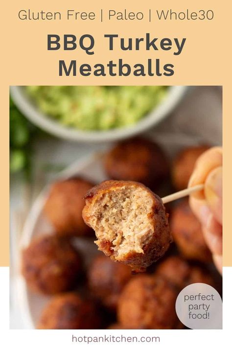 These BBQ Turkey Meatballs are small but pack a ton of flavor. Easily made in one bowl then smoked on a wood pellet grill or smoker, they're perfect as part of a weeknight dinner or great as party food. Plus they're gluten free, dairy free, paleo, and Whole30 compatible. Smoked Turkey Meatballs, Bbq Turkey Meatballs, Gluten Free Worcestershire Sauce, Healthy Meatballs, Bbq Turkey, Smoked Bbq, Pan Kitchen, Healthy Appetizer Recipes, Eating Better