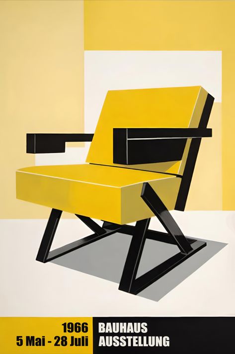 Crafted with attention to detail, this poster features the classic Bauhaus chair in a striking yellow hue, set against a clean, contrasting background. It’s a tribute to the 1966 exhibition, capturing the spirit of innovation that defines the Bauhaus movement.
#BauhausDesign #VintagePoster #MidCenturyModern #ChairDesign #WallArt #HomeDecor #BauhausExhibition #CollectiblePrint #DesignPoster #ArtDecor Modern Chair Design, Chair Poster, Exhibition Wall, Bauhaus Chair, Mid Century Modern Poster, Bauhaus Movement, Bauhaus Poster, The Bauhaus, Bauhaus Design