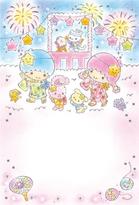 Sanrio Fireworks, Sanrio Postcard, Fireworks Festival, Sanrio Wallpaper, Disney Princess Wallpaper, Stationery Organization, Twin Stars, Star Wallpaper, Stunning Wallpapers