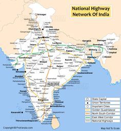 National Highways in India - Golden quadrilateral, North-South and East-West corridor Indian River Map, Ancient India Map, India World Map, Exams Preparation, Map Of India, Highway Map, Airport Map, Family Website, National Highway