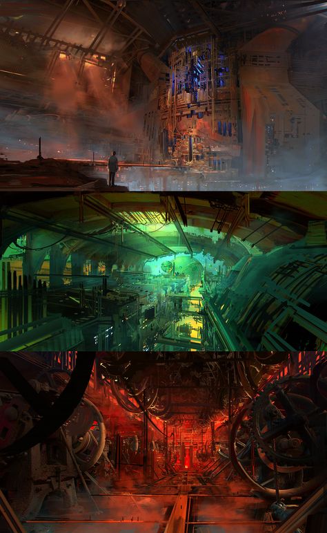 Underground City II by fmacmanus.deviantart.com on @DeviantArt Punk Types, Perspective Environment, Sewer City, Robot City, Fantasy Punk, Underground City, Steampunk City, City Ideas, Sci Fi City