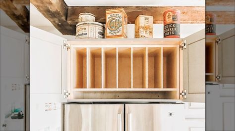 Above Fridge Storage Ideas, Above Refrigerator Storage, Space Above Cabinets, Above Cabinet Storage, Above Fridge Storage, Above Refrigerator, Above Fridge, Clever Storage Ideas, Large Glass Jars