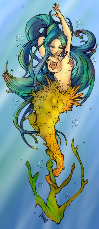 mermaid with seahorse tail Colored Lineart, Seahorse Mermaid, Mermaid Anime, Mermaid Tattoos, Mermaids And Mermen, Beautiful Mermaids, Mermaid Art, Queen Of Hearts, Sea Creatures