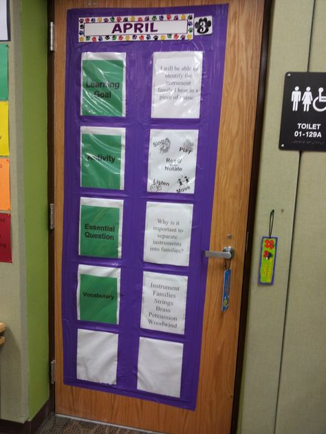 I'm doing this. Essential Question, goals, ect. Marzano madness Teaching Choir, Music Classroom Organization, Focus Walls, Goals Board, Learning Maps, Music Classroom Decor, Elementary Music Education, Early Childhood Teacher, Teacher Boards